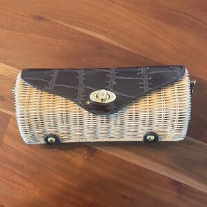 Brown and Cream Woven Clutch